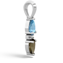 Blue Topaz Bowtie Drop 14K White Gold pendant P0865