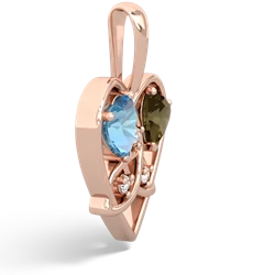 Blue Topaz Celtic Trinity Heart 14K Rose Gold pendant P5331