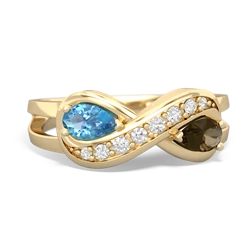 Blue Topaz Diamond Infinity 14K Yellow Gold ring R5390