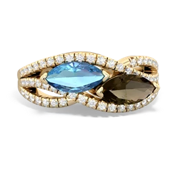 Blue Topaz Diamond Rivers 14K Yellow Gold ring R3070