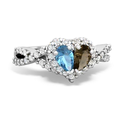 Blue Topaz Diamond Twist 'One Heart' 14K White Gold ring R2640HRT