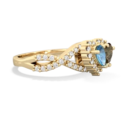 Blue Topaz Diamond Twist 'One Heart' 14K Yellow Gold ring R2640HRT