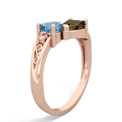 Blue Topaz Snuggling Hearts 14K Rose Gold ring R2178