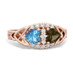 Blue Topaz Sparkling Celtic Knot 14K Rose Gold ring R2645