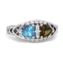 Blue Topaz Sparkling Celtic Knot 14K White Gold ring R2645