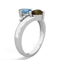 Blue Topaz Heart To Heart 14K White Gold ring R2064