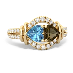 Blue Topaz Art-Deco Keepsake 14K Yellow Gold ring R5630