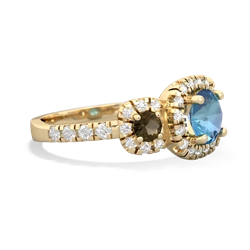 Blue Topaz Regal Halo 14K Yellow Gold ring R5350