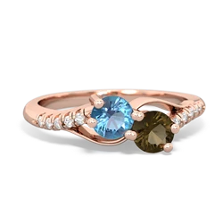 Blue Topaz Infinity Pave Two Stone 14K Rose Gold ring R5285