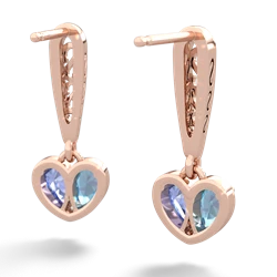 Blue Topaz Filligree Heart 14K Rose Gold earrings E5070