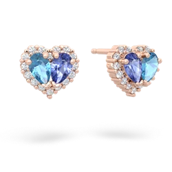 Blue Topaz Halo 14K Rose Gold earrings E7008