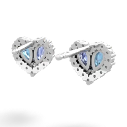 Blue Topaz Halo 14K White Gold earrings E7008
