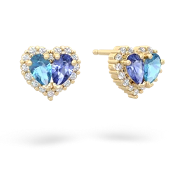 Blue Topaz Halo 14K Yellow Gold earrings E7008