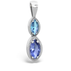 Blue Topaz Antique-Style Halo 14K White Gold pendant P5700