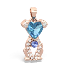 Blue Topaz Puppy Love 14K Rose Gold pendant P5800