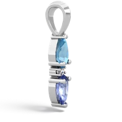 Blue Topaz Bowtie Drop 14K White Gold pendant P0865