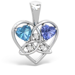 Blue Topaz Celtic Trinity Heart 14K White Gold pendant P5331