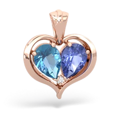 Blue Topaz Two Become One 14K Rose Gold pendant P5330