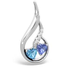 Blue Topaz Keepsake Curves 14K White Gold pendant P5450