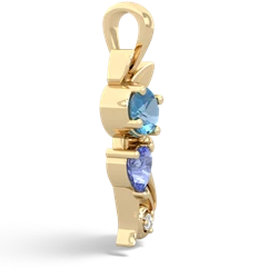 Blue Topaz Kitten 14K Yellow Gold pendant P5780