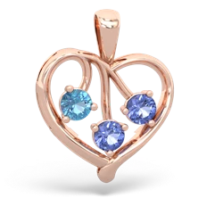 Blue Topaz Glowing Heart 14K Rose Gold pendant P2233