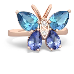 Blue Topaz Butterfly 14K Rose Gold ring R2215