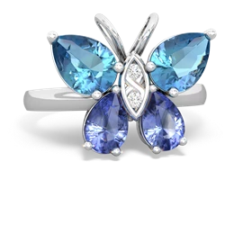 Blue Topaz Butterfly 14K White Gold ring R2215