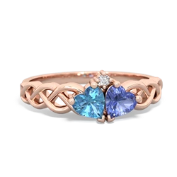 Blue Topaz Heart To Heart Braid 14K Rose Gold ring R5870