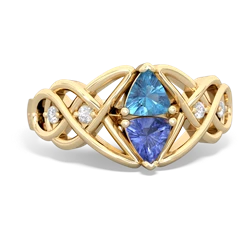 Blue Topaz Keepsake Celtic Knot 14K Yellow Gold ring R5300