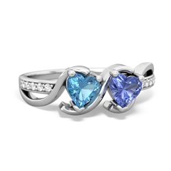 Blue Topaz Side By Side 14K White Gold ring R3090