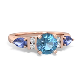 Blue Topaz 6Mm Round Eternal Embrace Engagement 14K Rose Gold ring R2005