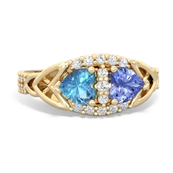 Blue Topaz Sparkling Celtic Knot 14K Yellow Gold ring R2645