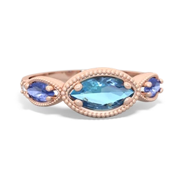 Blue Topaz Milgrain Marquise 14K Rose Gold ring R5700