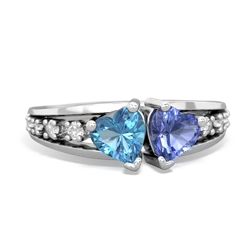 Blue Topaz Heart To Heart 14K White Gold ring R3342