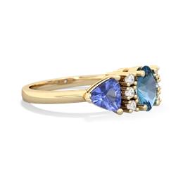 Blue Topaz Antique Style Three Stone 14K Yellow Gold ring R2186