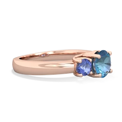 Blue Topaz Three Stone Round Trellis 14K Rose Gold ring R4018