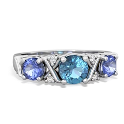 Blue Topaz Hugs And Kisses 14K White Gold ring R5016