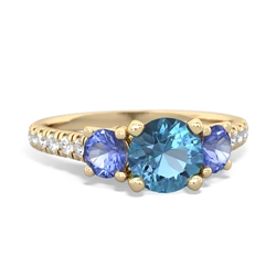 Blue Topaz Pave Trellis 14K Yellow Gold ring R5500