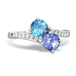 Blue Topaz Channel Set Two Stone 14K White Gold ring R5303