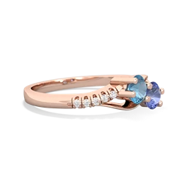 Blue Topaz Infinity Pave Two Stone 14K Rose Gold ring R5285