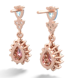 Blue Topaz Halo Pear Dangle 14K Rose Gold earrings E1882