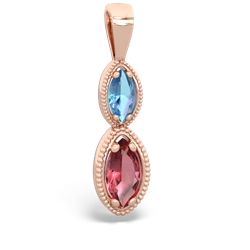 Blue Topaz Antique-Style Halo 14K Rose Gold pendant P5700