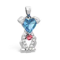 Blue Topaz Puppy Love 14K White Gold pendant P5800