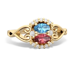 Blue Topaz Love Nest 14K Yellow Gold ring R5860