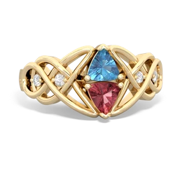 Blue Topaz Keepsake Celtic Knot 14K Yellow Gold ring R5300