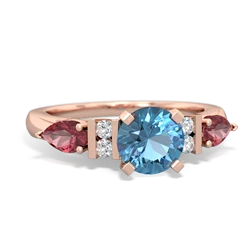 Blue Topaz 6Mm Round Eternal Embrace Engagement 14K Rose Gold ring R2005