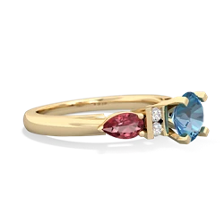 Blue Topaz 6Mm Round Eternal Embrace Engagement 14K Yellow Gold ring R2005