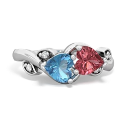 Blue Topaz Floral Elegance 14K White Gold ring R5790