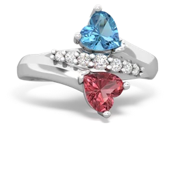 Blue Topaz Heart To Heart 14K White Gold ring R2064