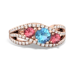 Blue Topaz Three Stone Aurora 14K Rose Gold ring R3080